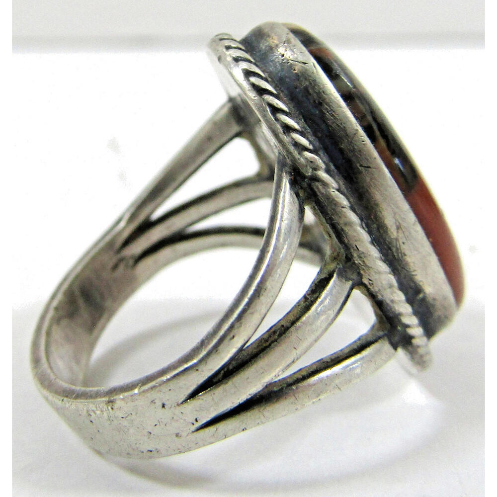 Southwest Tribal Sterling Silver Agate Ring and Matching Earrings - Picture 5 of 16
